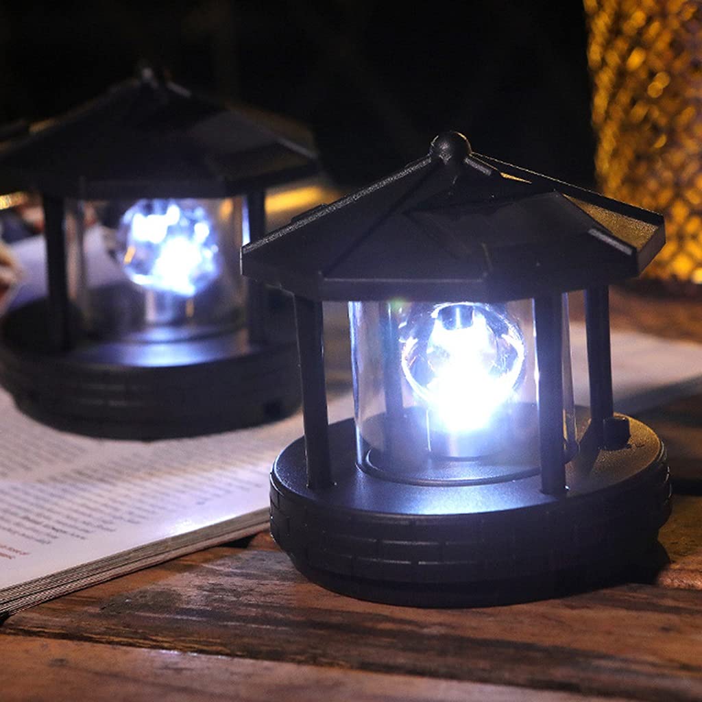 2 Pcs Solar Powered Lighthouse Shape Light V4991