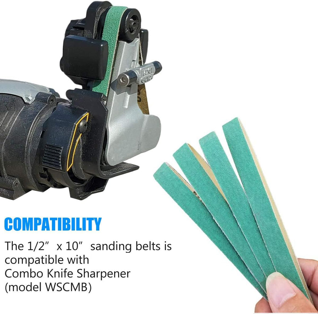 24 Pack 1/2" x 10" Replacement Knife Sharpener Sander Belt Kit 80/120/240/400/1000/1200 Grits H3297