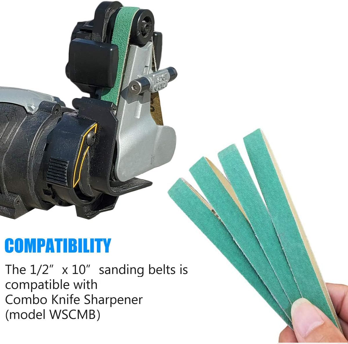 24 Pack 1/2" x 10" Replacement Knife Sharpener Sander Belt Kit 80/120/240/400/1000/1200 Grits H3297