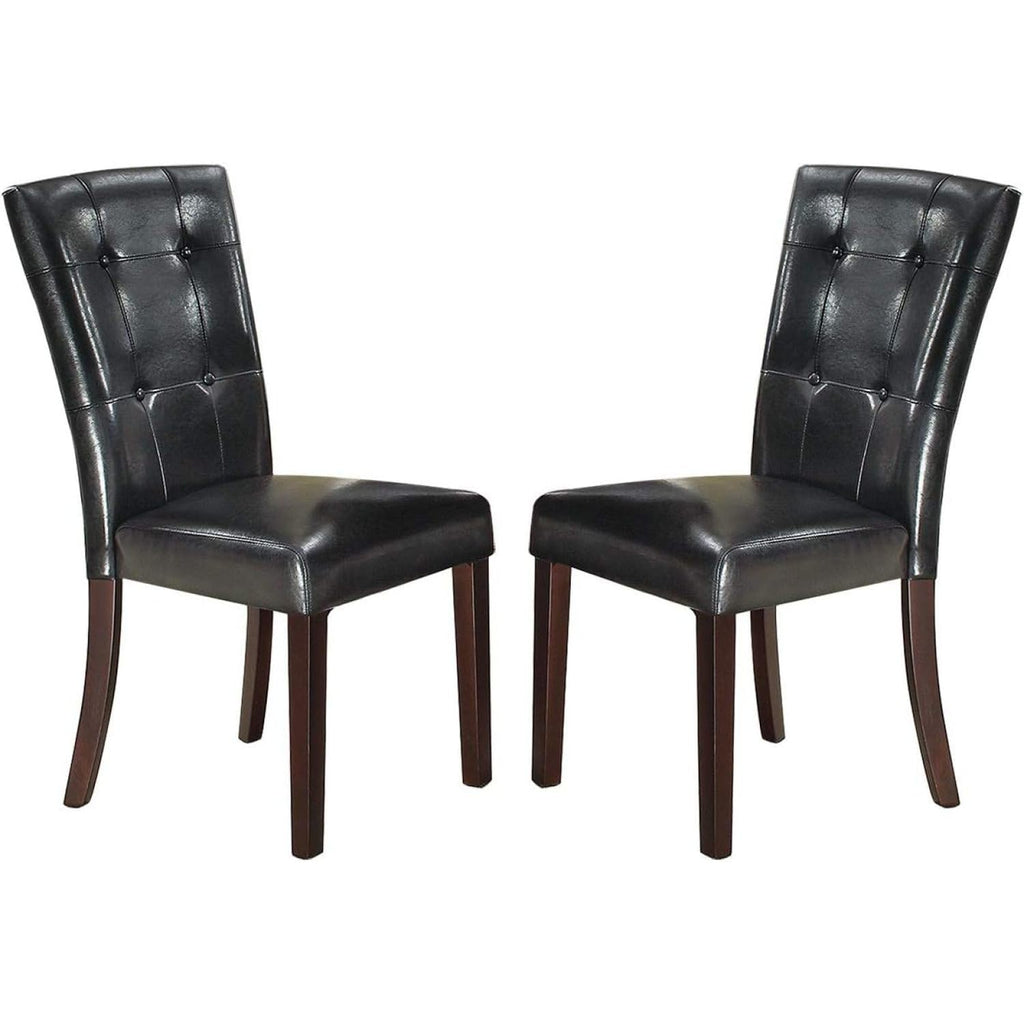 Black Faux Leather Tufted Parson Chairs Set of 2 A9094