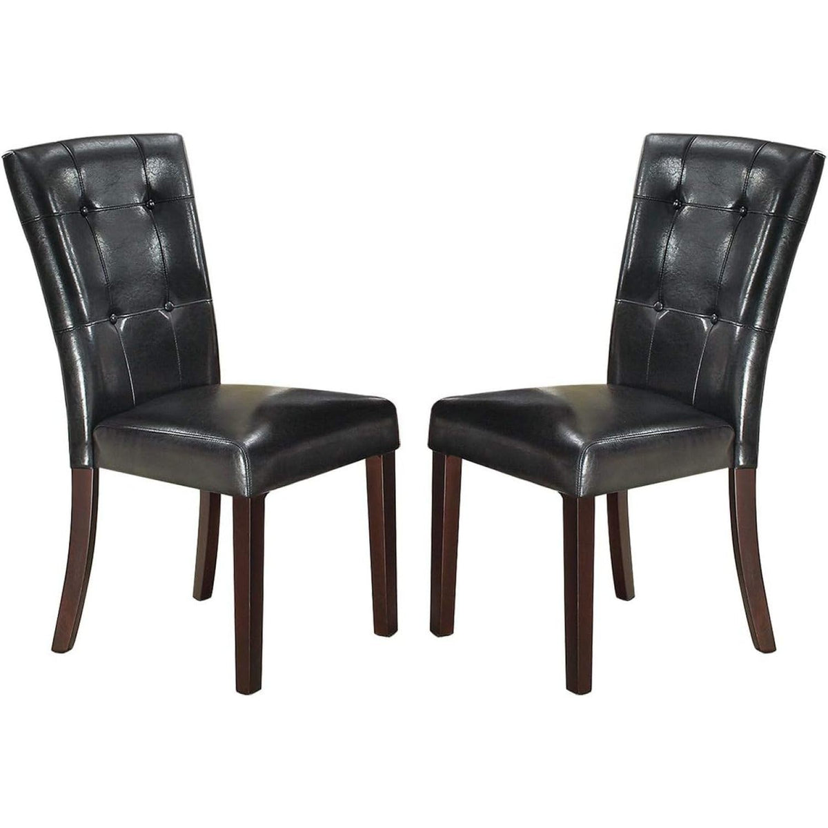 Black Faux Leather Tufted Parson Chairs Set of 2 A9094