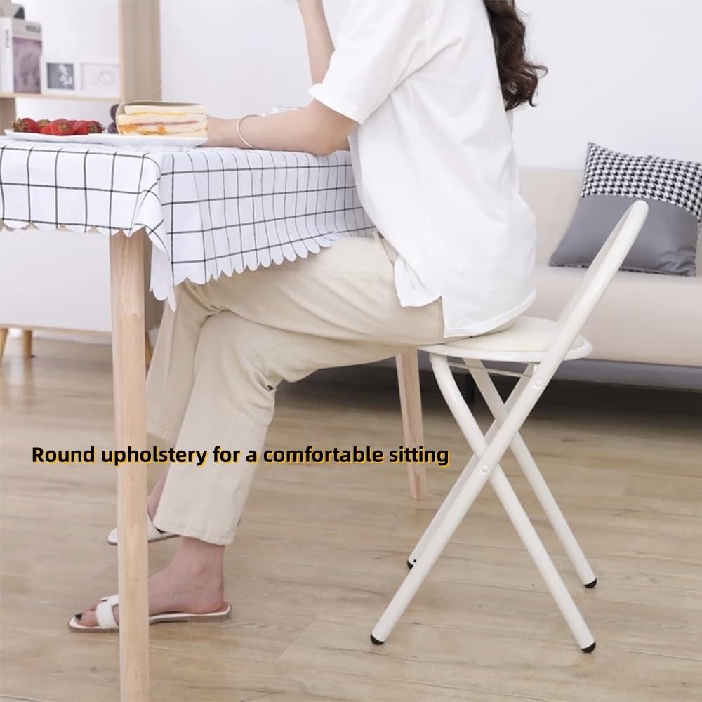 Round Folding Bar Stool Leather Padded Portable Kitchen Chair P269