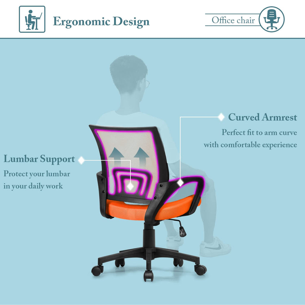 Orange Mesh Ergonomic Office Chair E648016