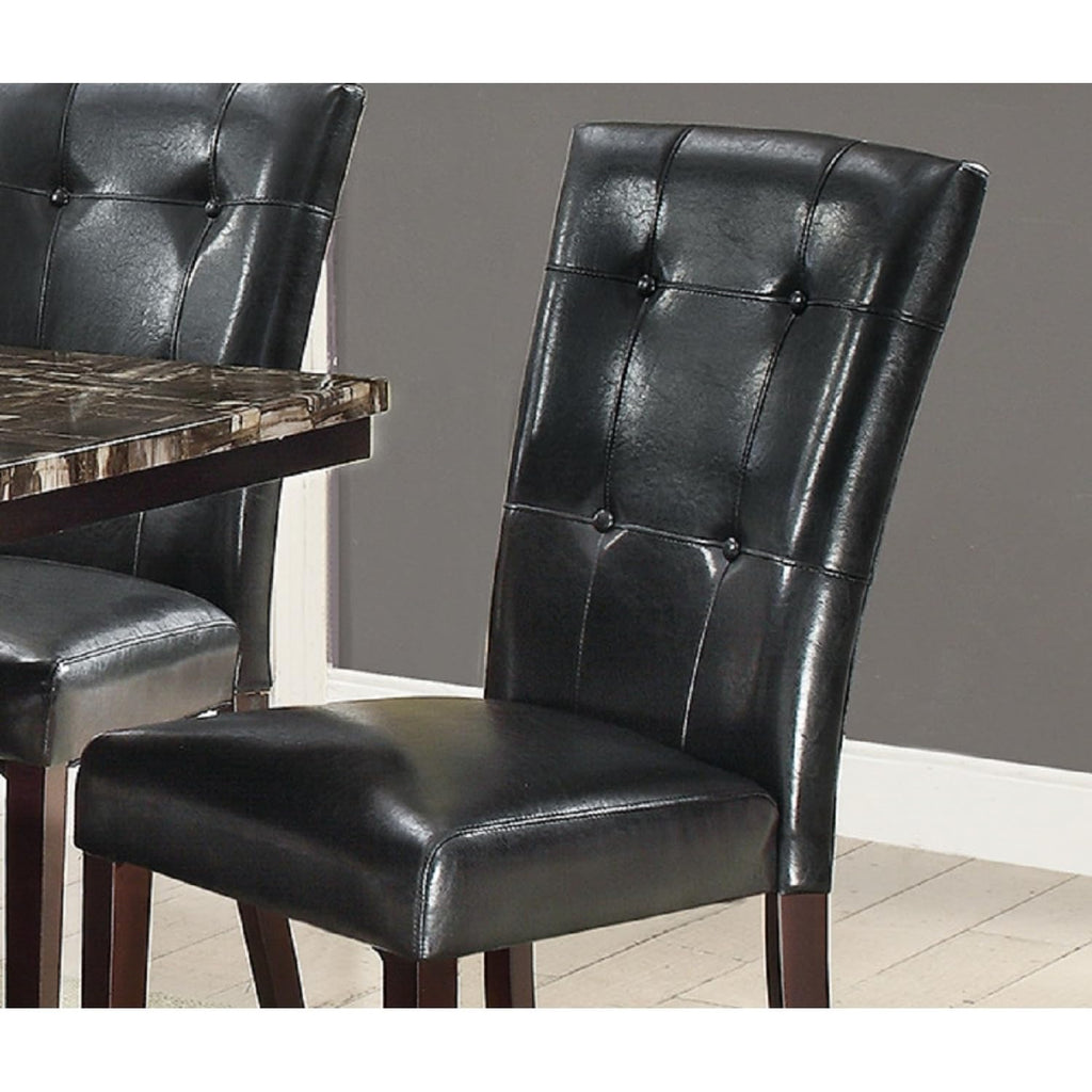 Black Faux Leather Tufted Parson Chairs Set of 2 A9094