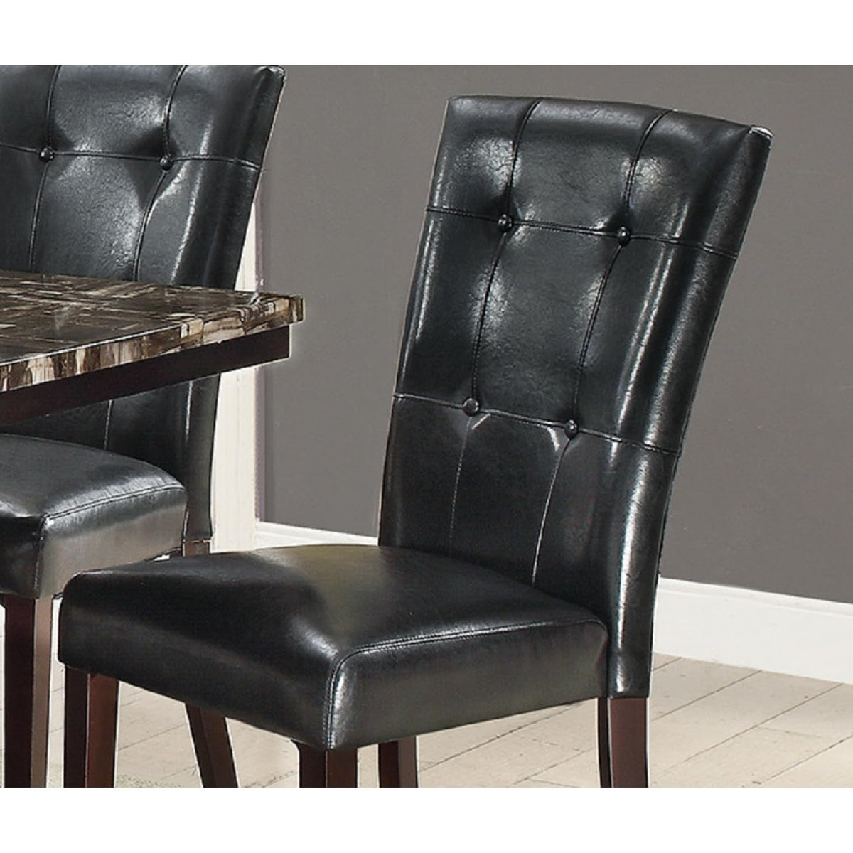 Black Faux Leather Tufted Parson Chairs Set of 2 A9094