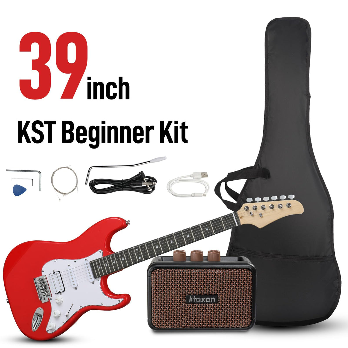 39 Inch Red Electric Guitar Kit with Amp S748938