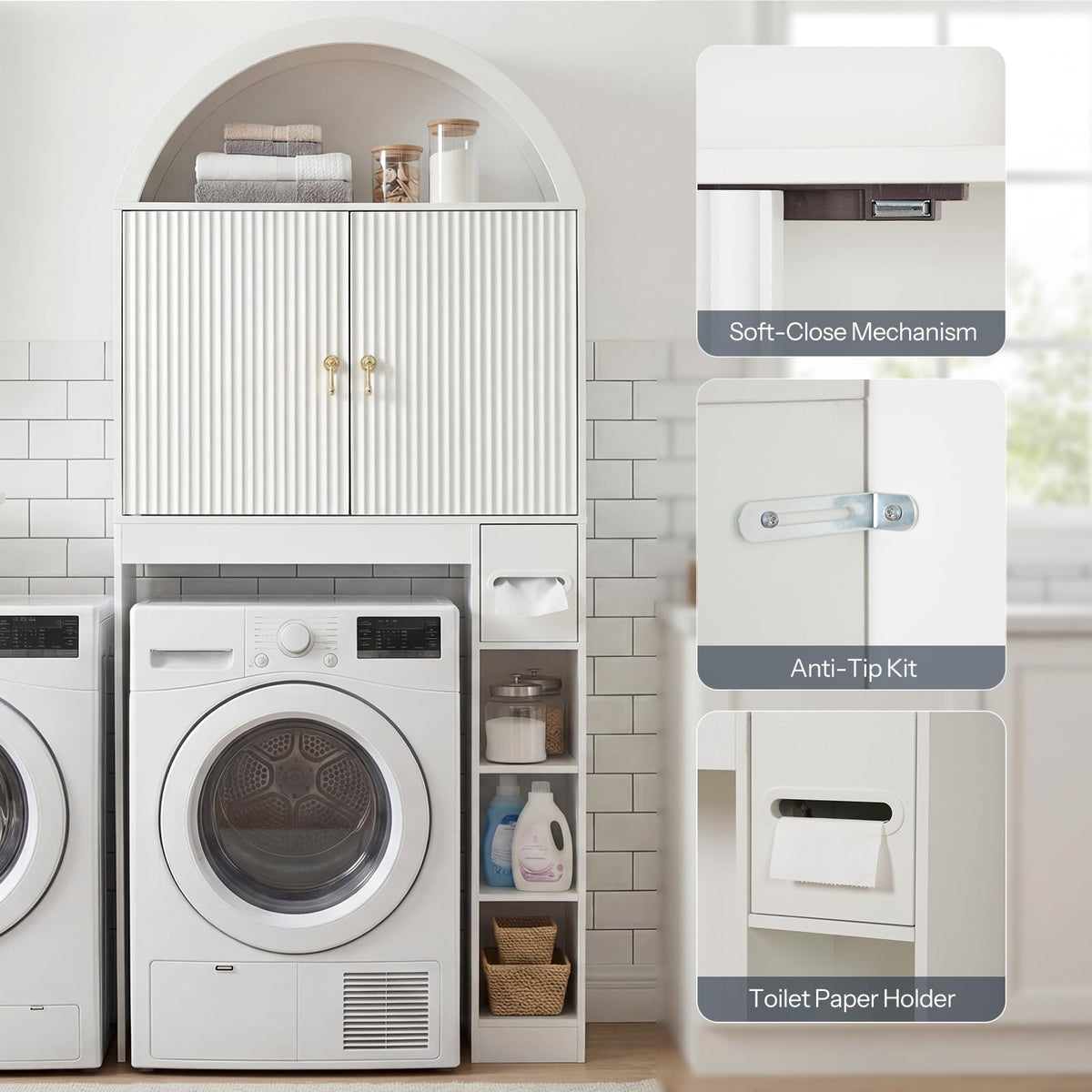 White Over the Toilet Storage Cabinet with Adjustable Shelf X598