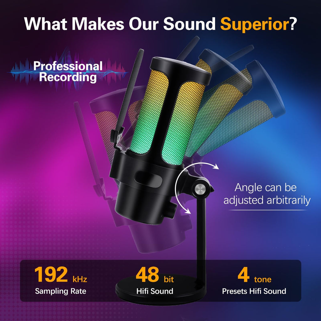 USB Condenser Microphone with Quick Mute, Pop Filter, Shock Mount S296