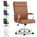 Brown Leather High Back Office Chair with Armrest X572538