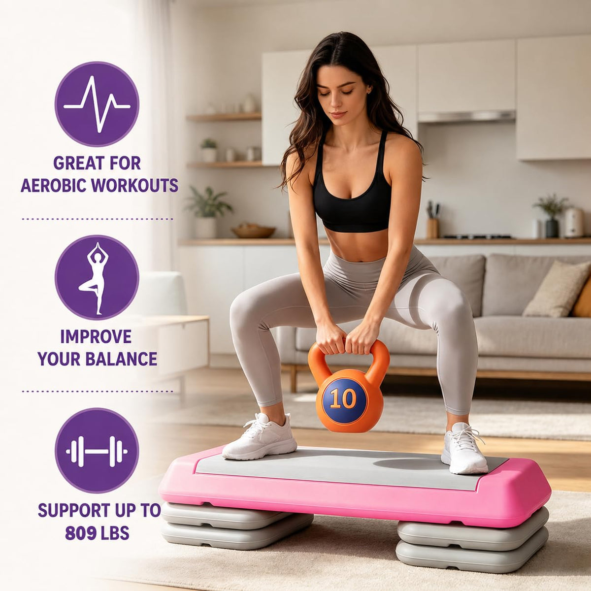 Height Adjustable Aerobic Step Platform Y587598