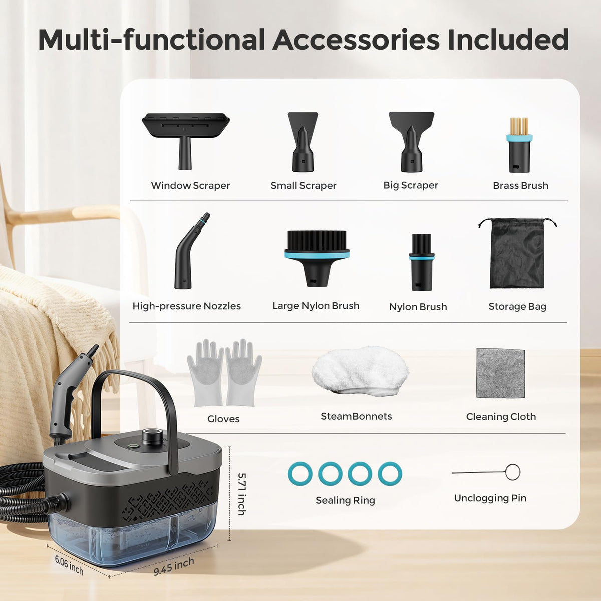 Portable 1800W Handheld Steam Cleaner H722