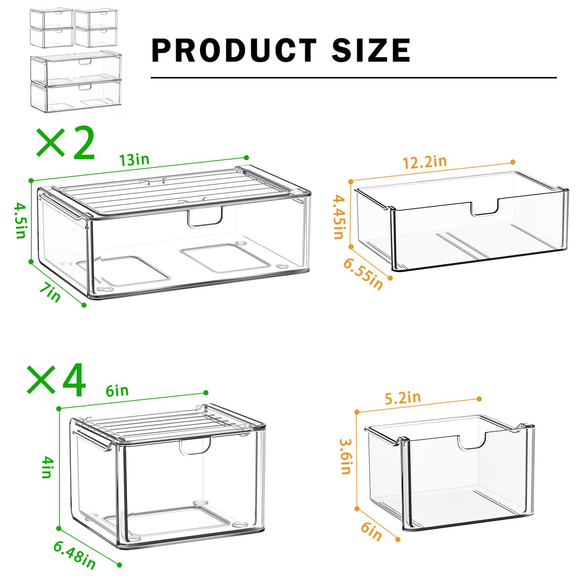 Acrylic Stackable Storage Drawers 6-Pack N79784