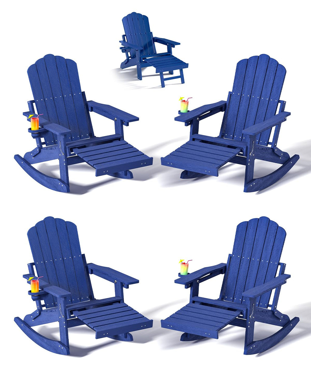 Folding Adirondack Rocking Chair with Ottoman I41555