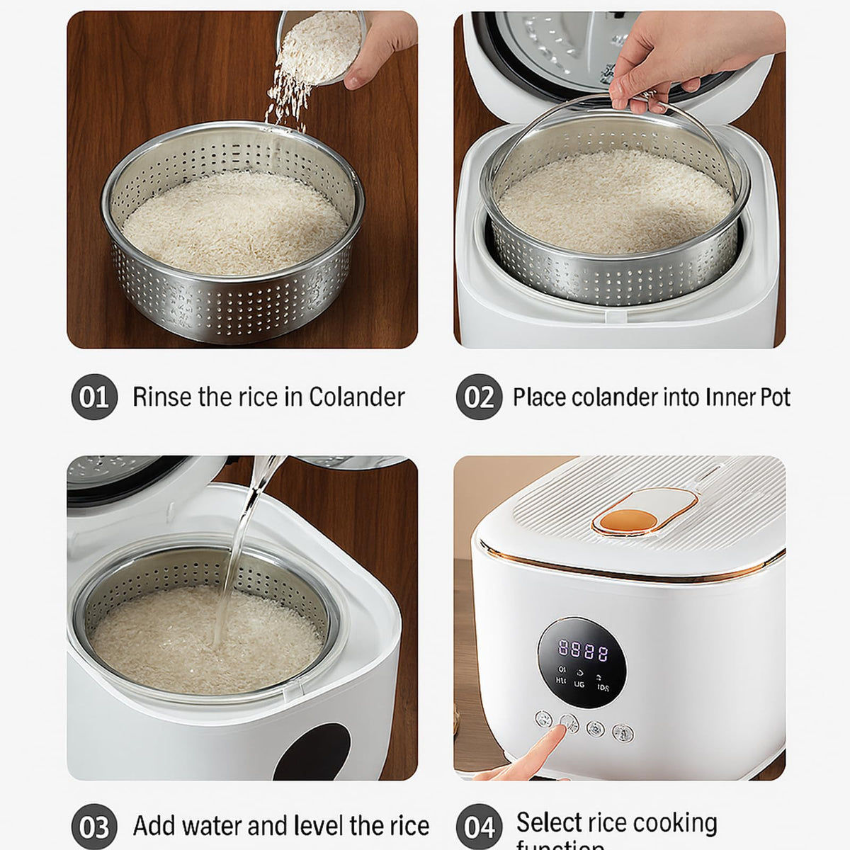 Low Sugar 3L Ceramic Rice Cooker with Steamer Basket R51468