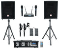 10" PA Speaker Pair with Mixer and Wireless Mics F480