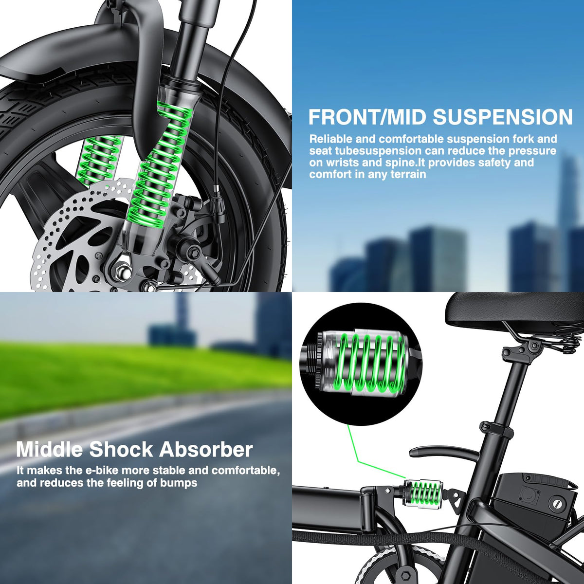 Electric Bike 1200W Peak Motor 20-28MPH 32 Miles Range Removable Battery L477