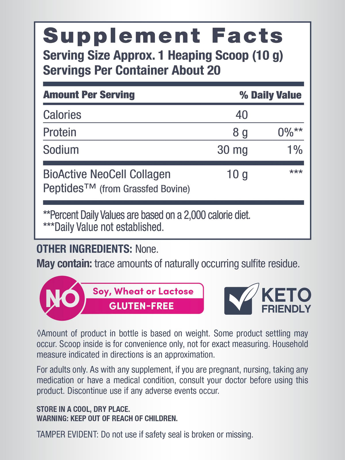 Grassfed Collagen Peptides Powder 14 oz Unflavored H331672