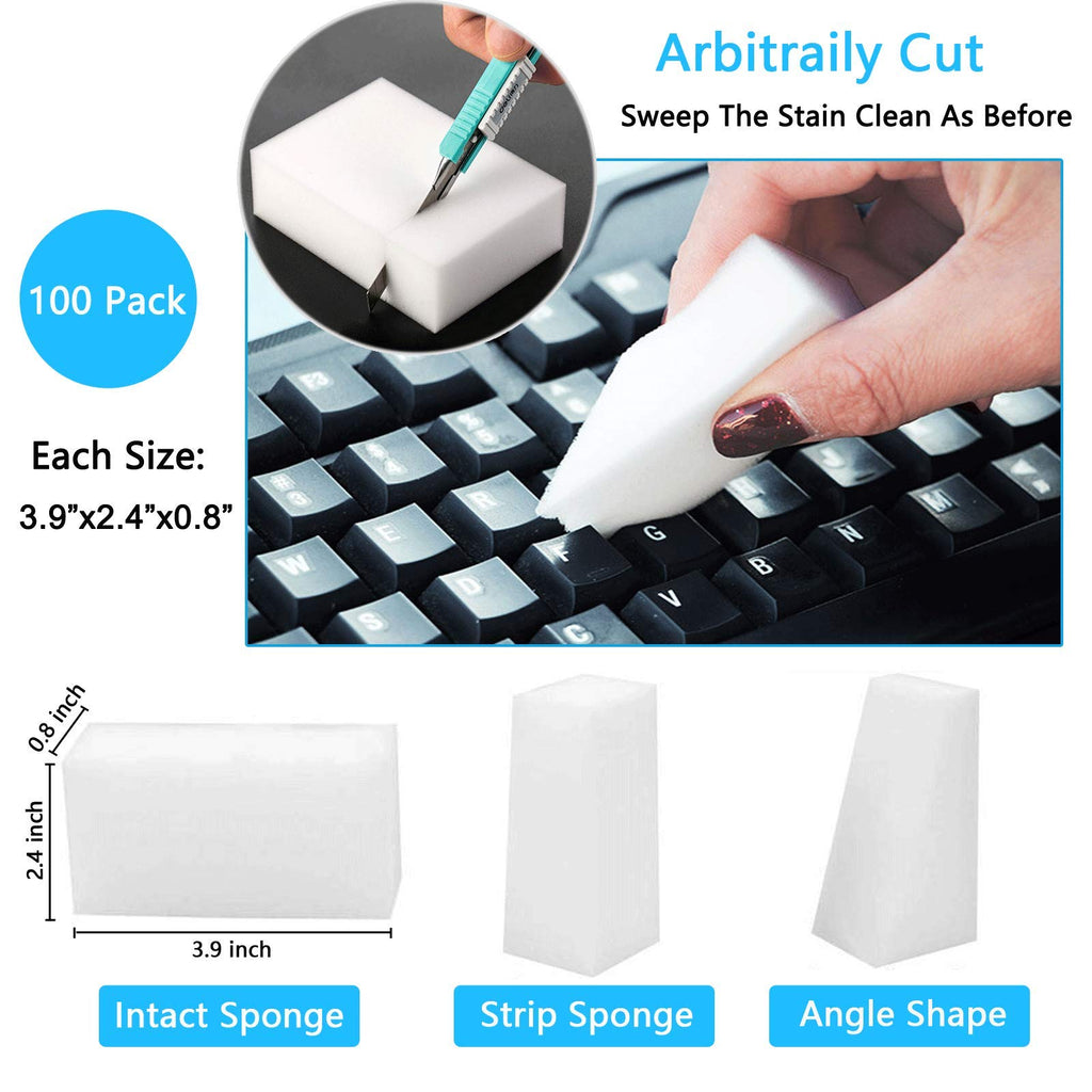 100 Pack Melamine Foam Sponge Eraser White A782