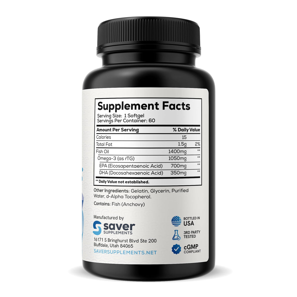 Omega 3 Fish Oil 1400 mg 60 Softgels P369830