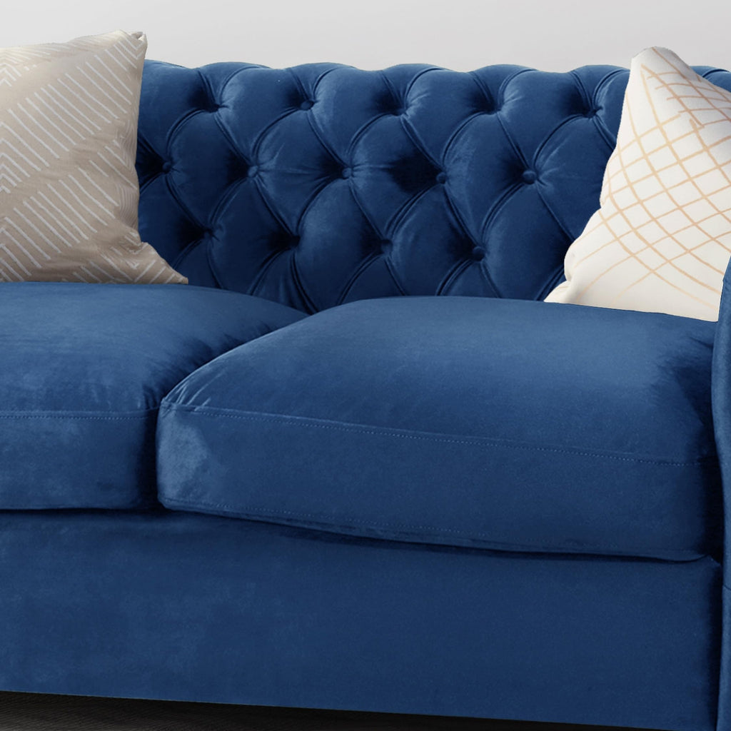 Navy Blue Velvet Loveseat Sofa Y93548