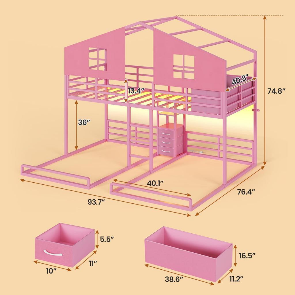 Triple Bunk Bed Twin Over Twin with Storage Q101
