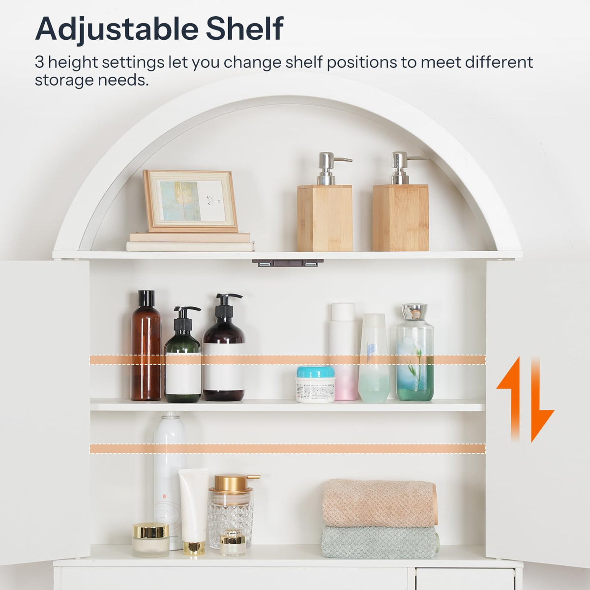 White Over the Toilet Storage Cabinet with Adjustable Shelf X598