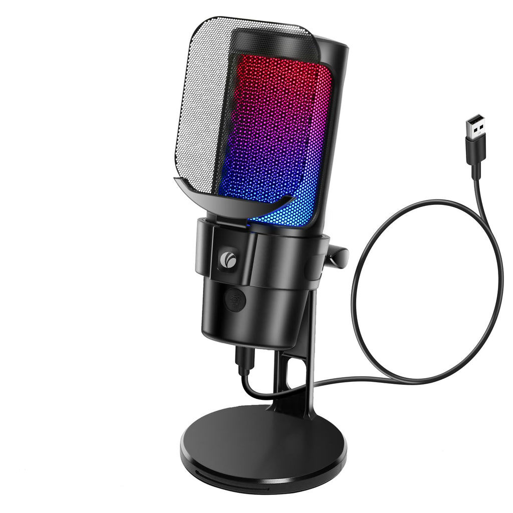 USB Condenser Microphone with Quick Mute, Pop Filter, Shock Mount S296