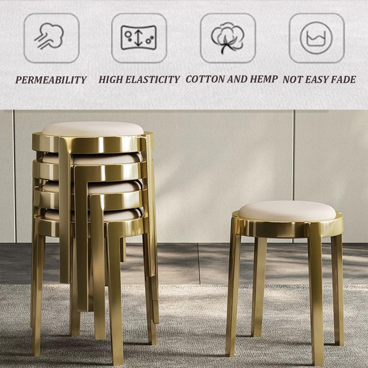 Round Stackable Stainless Steel Imitation Leather Stools K96269