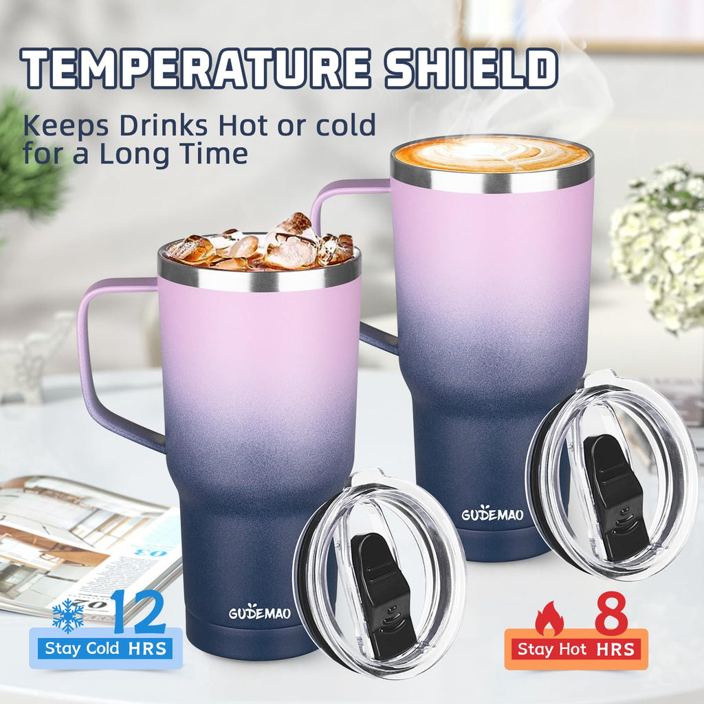 20 oz Insulated Stainless Steel Travel Mug with Handle Lid and Straw T179