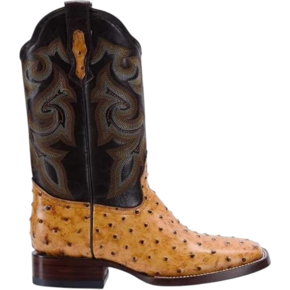 Men’s Genuine Leather Ostrich Print Square Toe Western Boots G61804