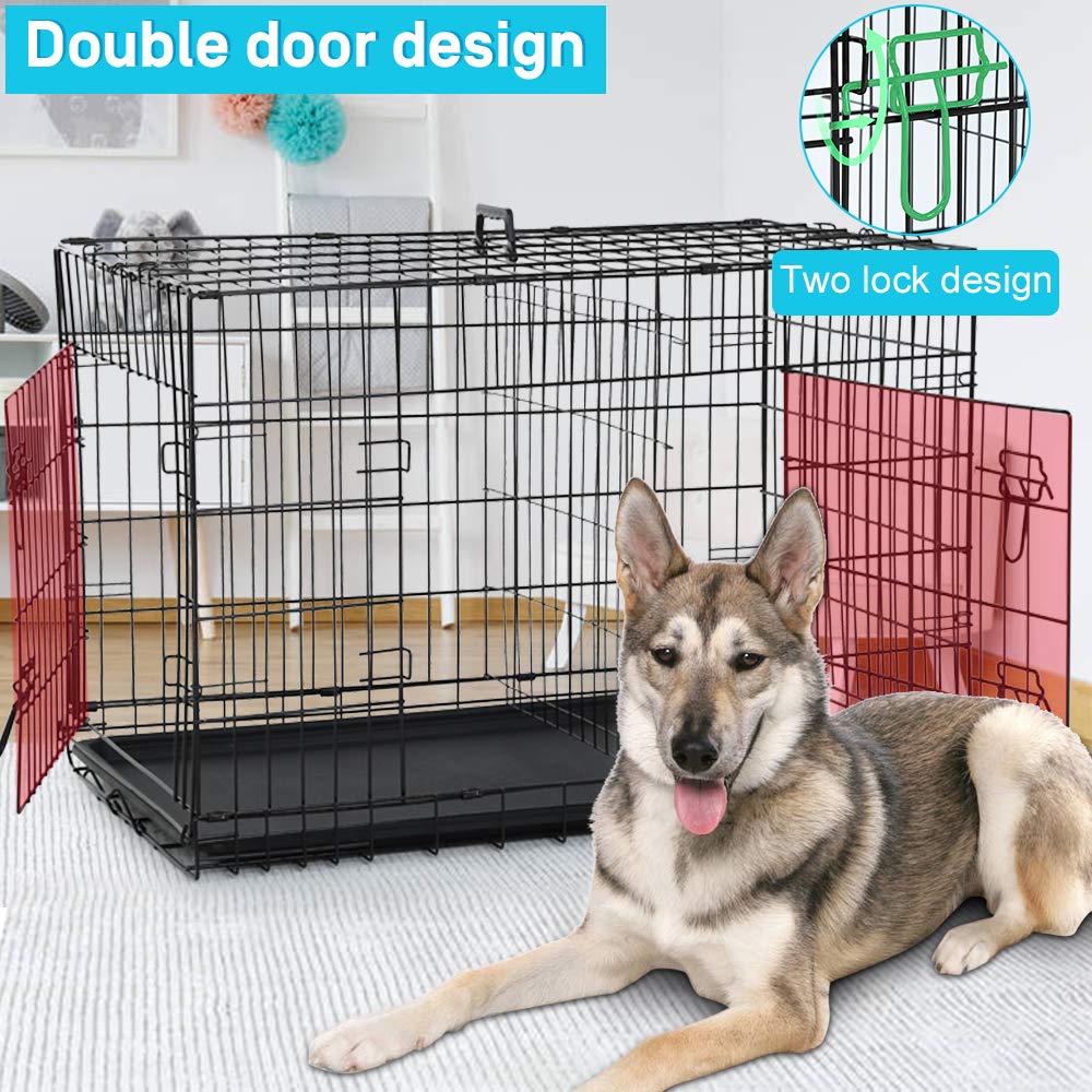 48 Inch Double-Door Dog Crate with Tray & Divider B746