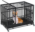 48 inch Metal Dog Crate with Wheels and Tray L484