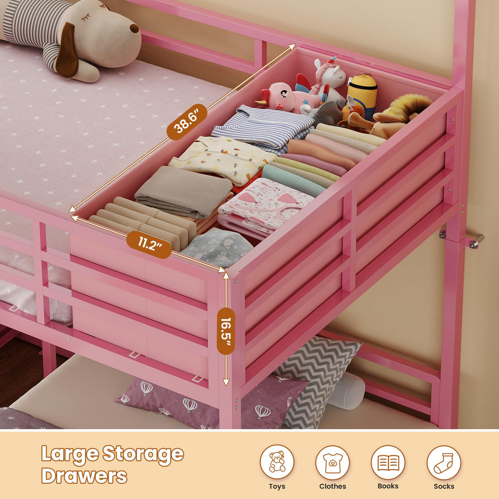 Triple Bunk Bed Twin Over Twin with Storage Q101