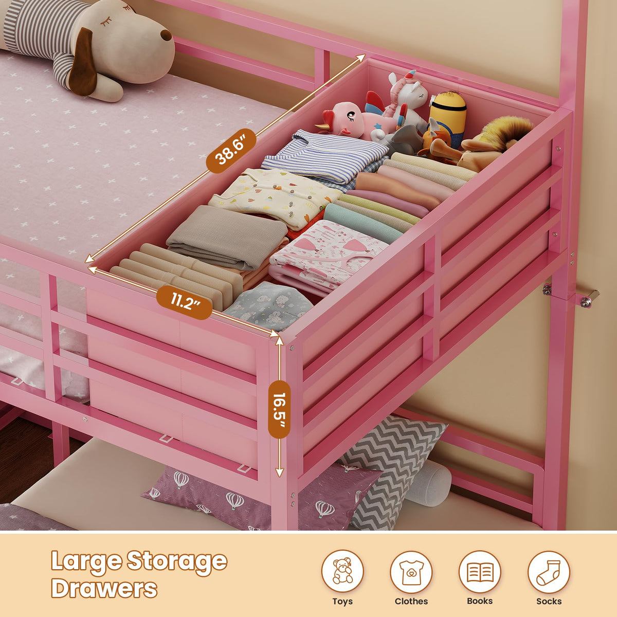 Triple Bunk Bed Twin Over Twin with Storage Q101