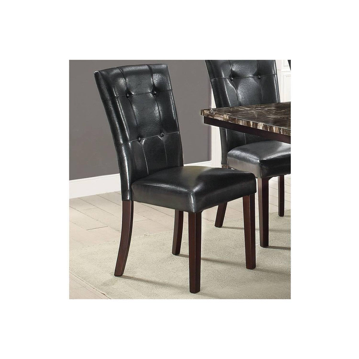 Black Faux Leather Tufted Parson Chairs Set of 2 A9094