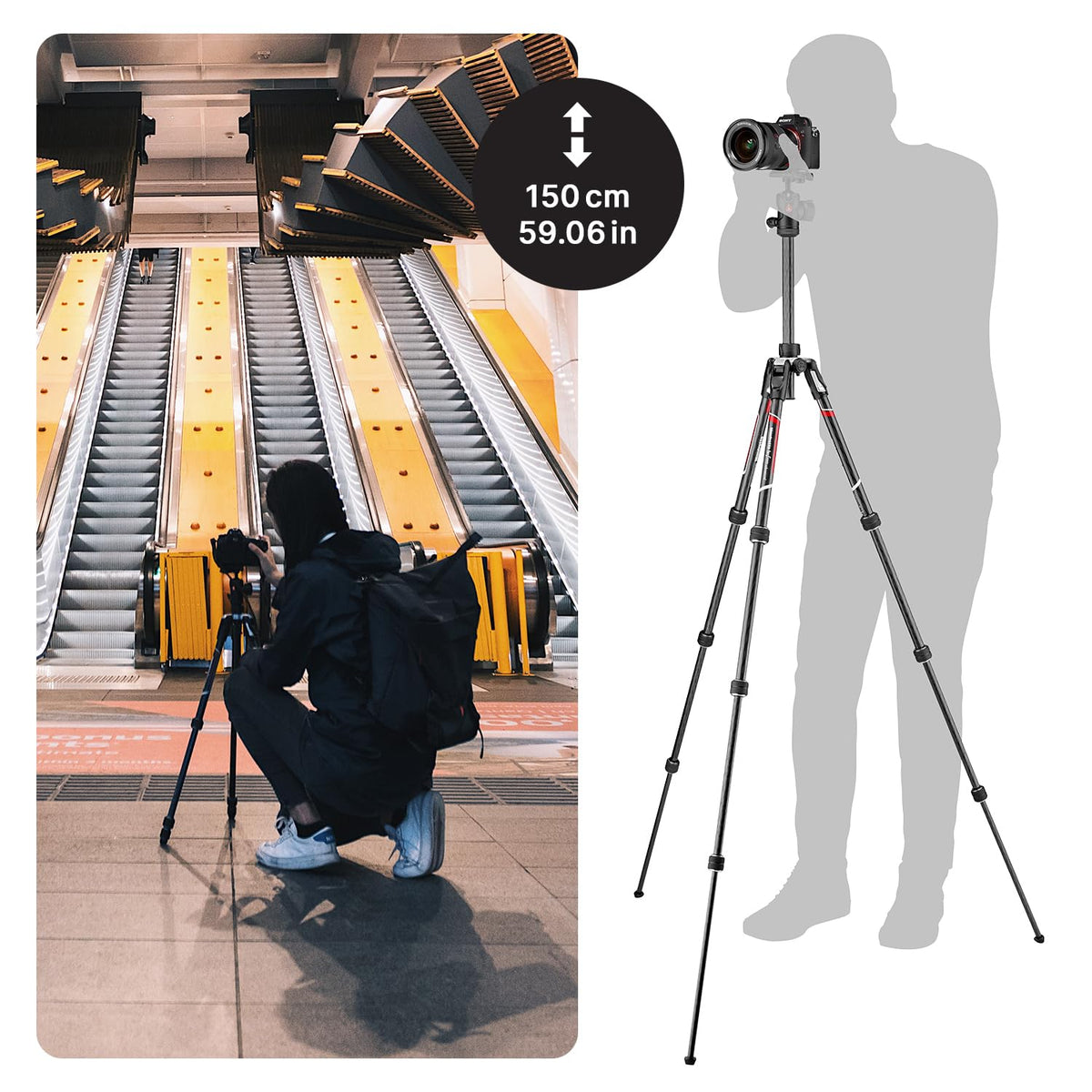 Camera Tripod Kit with Fluid Head and Twist Closure O321987