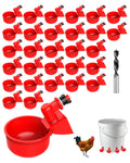 30 Packs Large Automatic Poultry Water Feeder Cups with Tee Fittings L3132