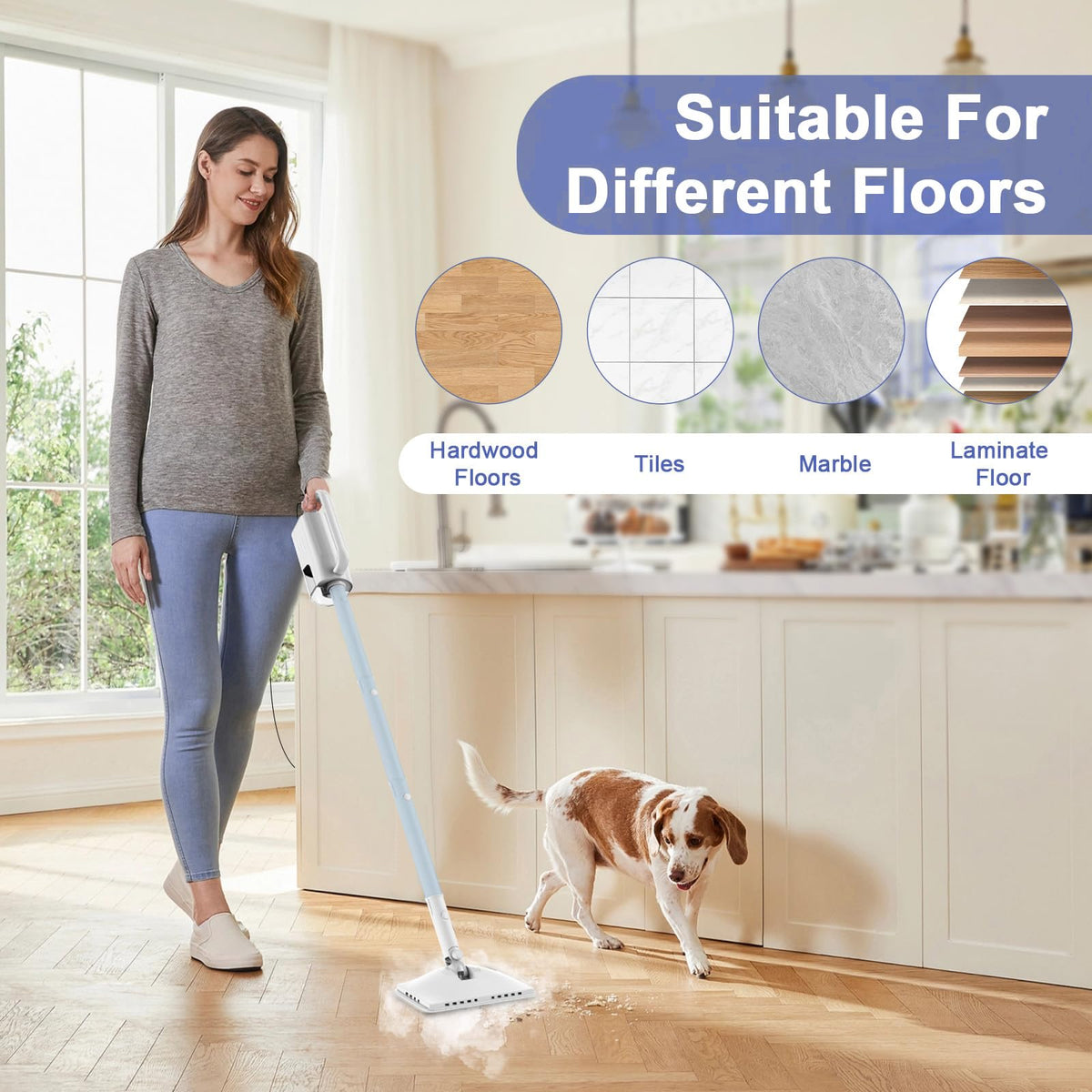 6 in1 Rotated Steam Mop Cleaner with 2 Microfiber Pads X16765