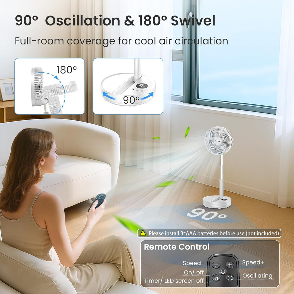 Portable Rechargeable Oscillating Standing Fan Q562