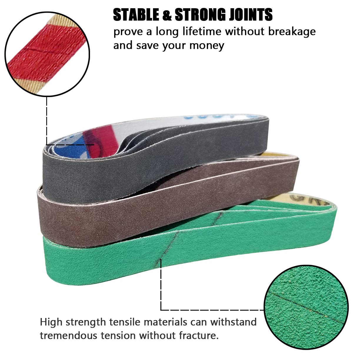 24 Pack 1/2" x 10" Replacement Knife Sharpener Sander Belt Kit 80/120/240/400/1000/1200 Grits H3297