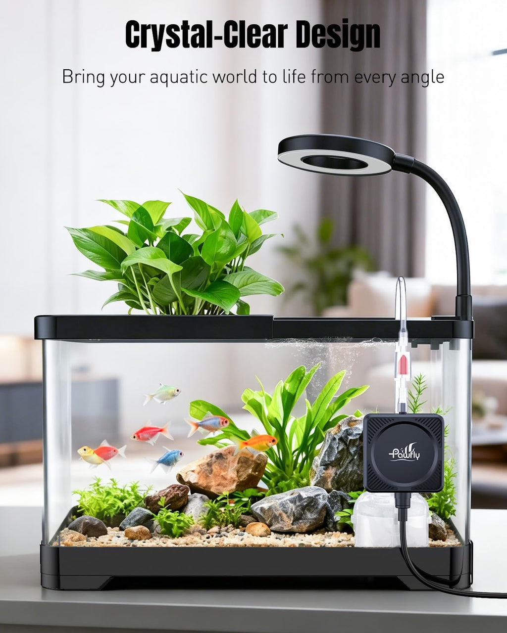 2 Gallon Ultra Clear Aquarium Starter Kit with LED Light, Air Pump, Filter X6702