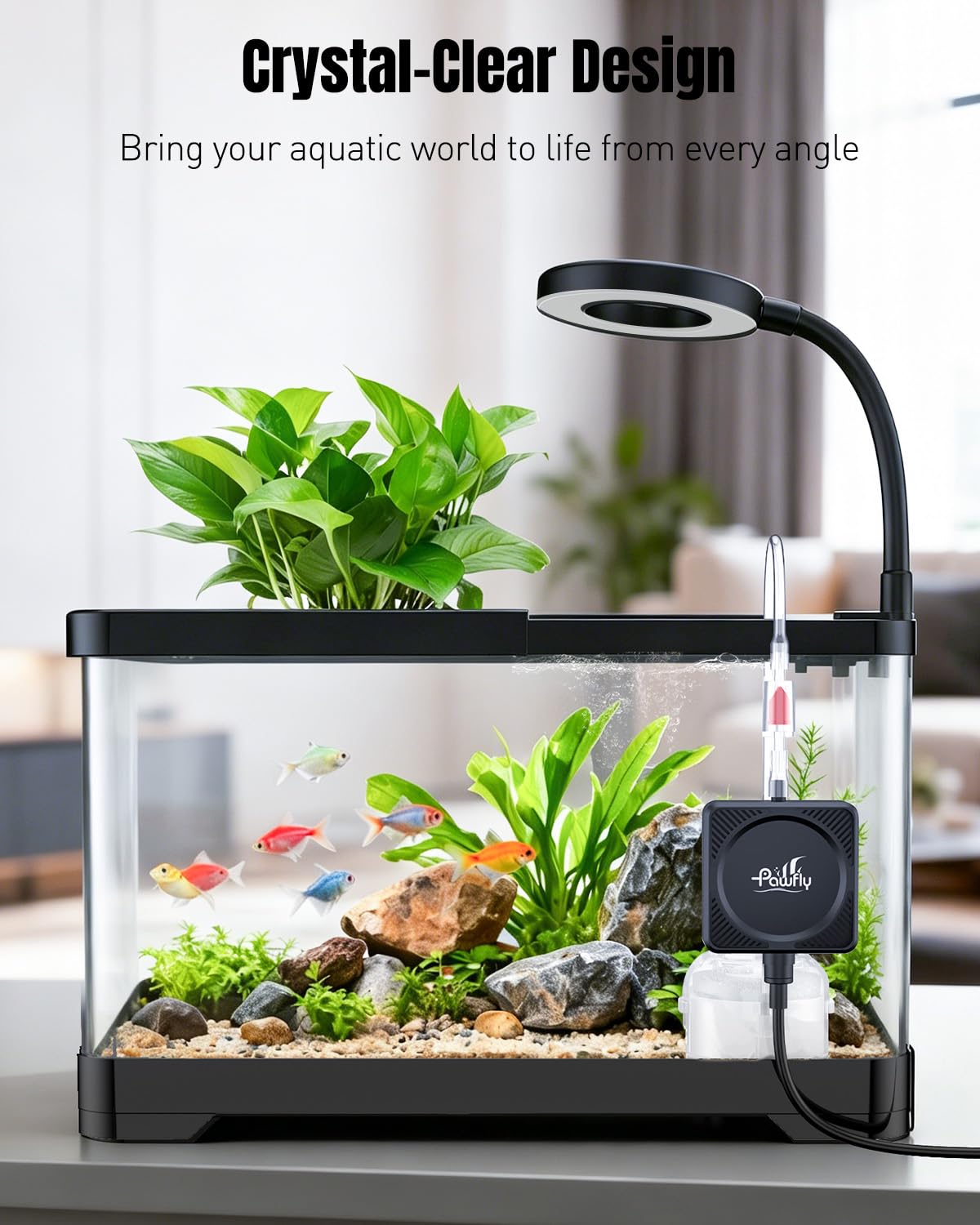 2 Gallon Ultra Clear Aquarium Starter Kit with LED Light, Air Pump, Filter X6702