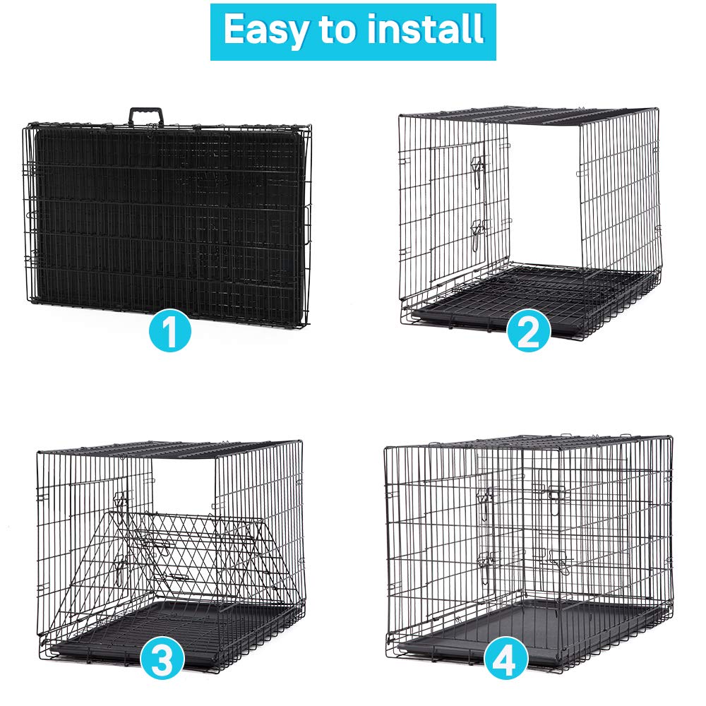 48 Inch Double-Door Dog Crate with Tray & Divider B746