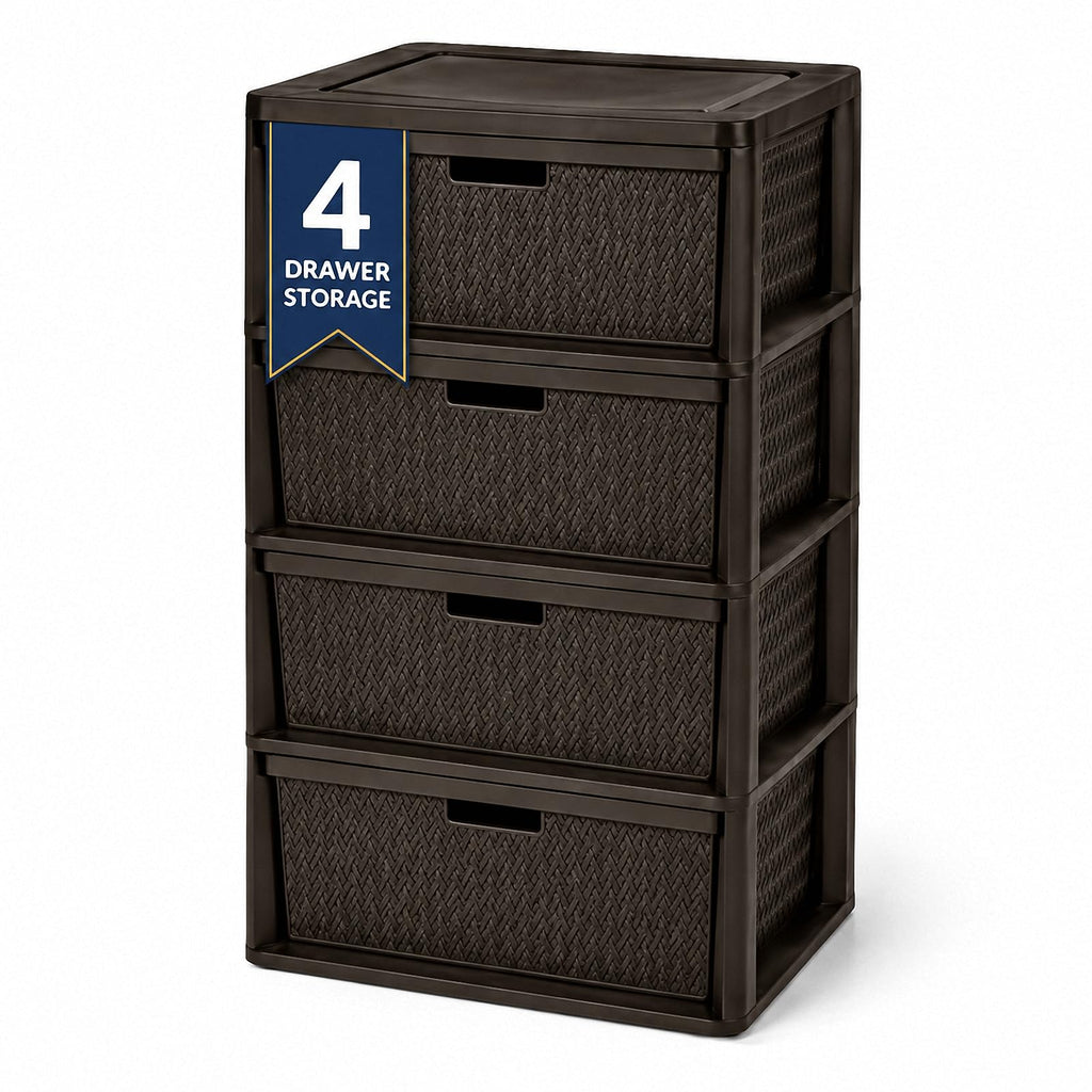 Brown 4 Drawer Plastic Storage Tower I4275