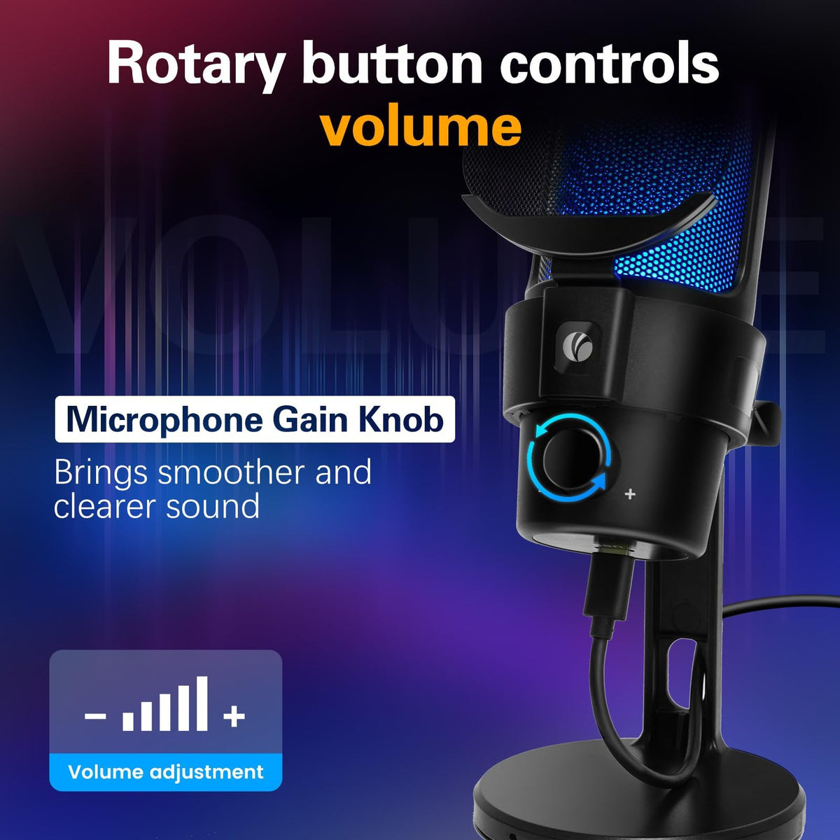 USB Condenser Microphone with Quick Mute, Pop Filter, Shock Mount S296