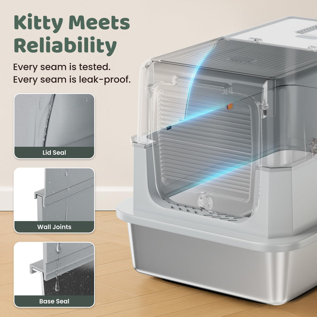 XL Stainless Steel Enclosed Litter Box with Lid U167