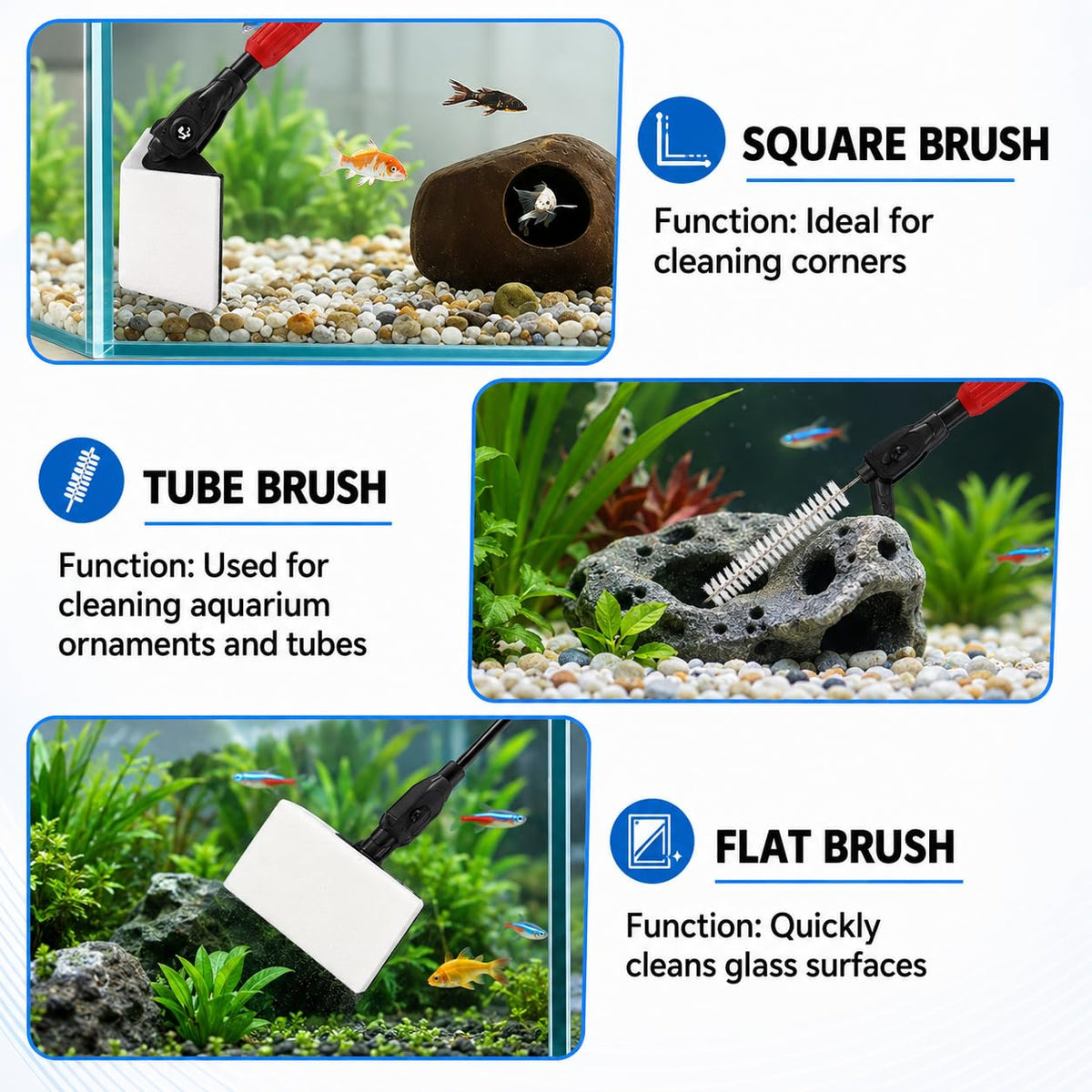 7 in 1 Aquarium Cleaning Kit with Adjustable Long Handle J15216