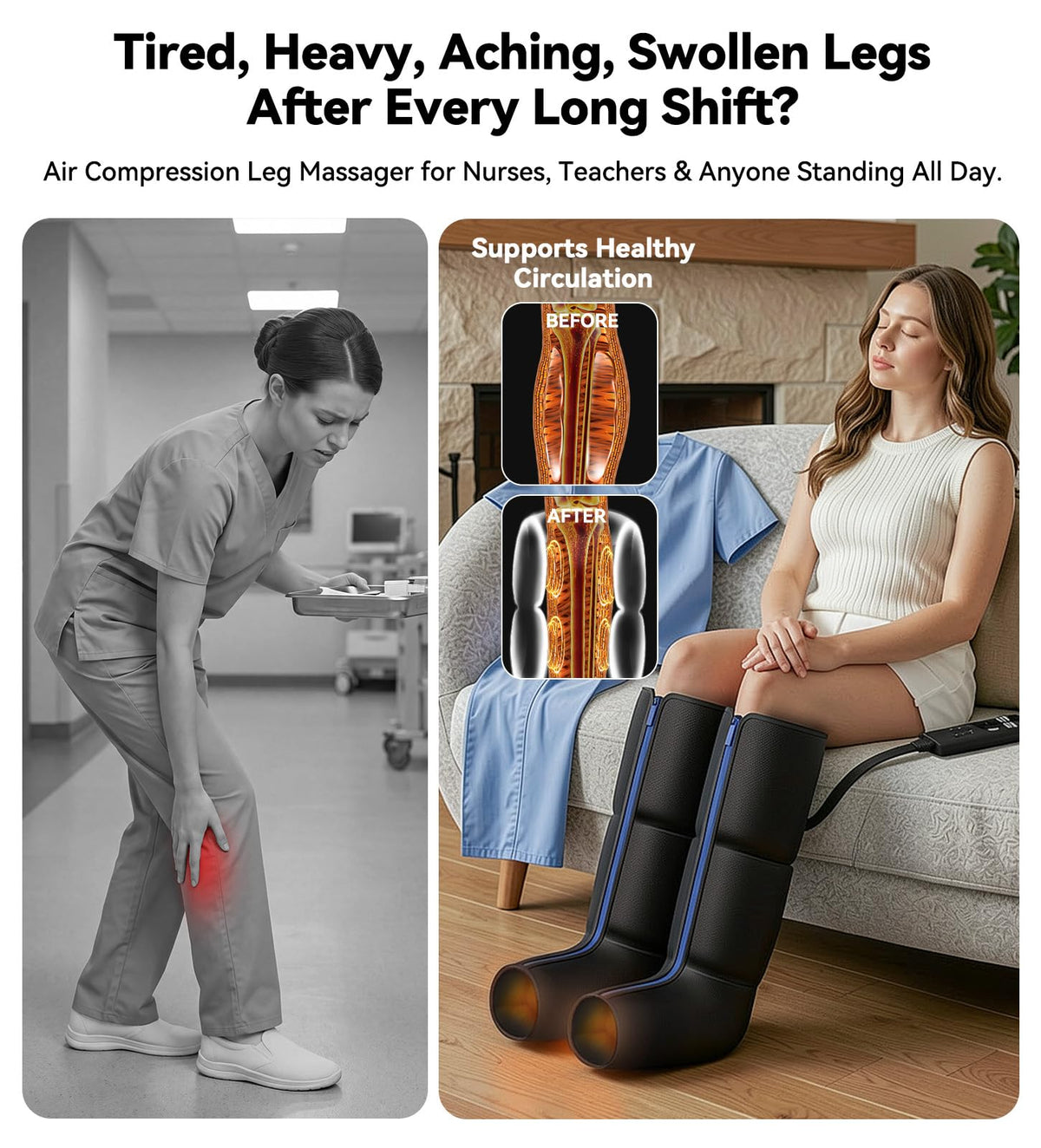 Leg Compression Massager with 3-Zone Heat F80582