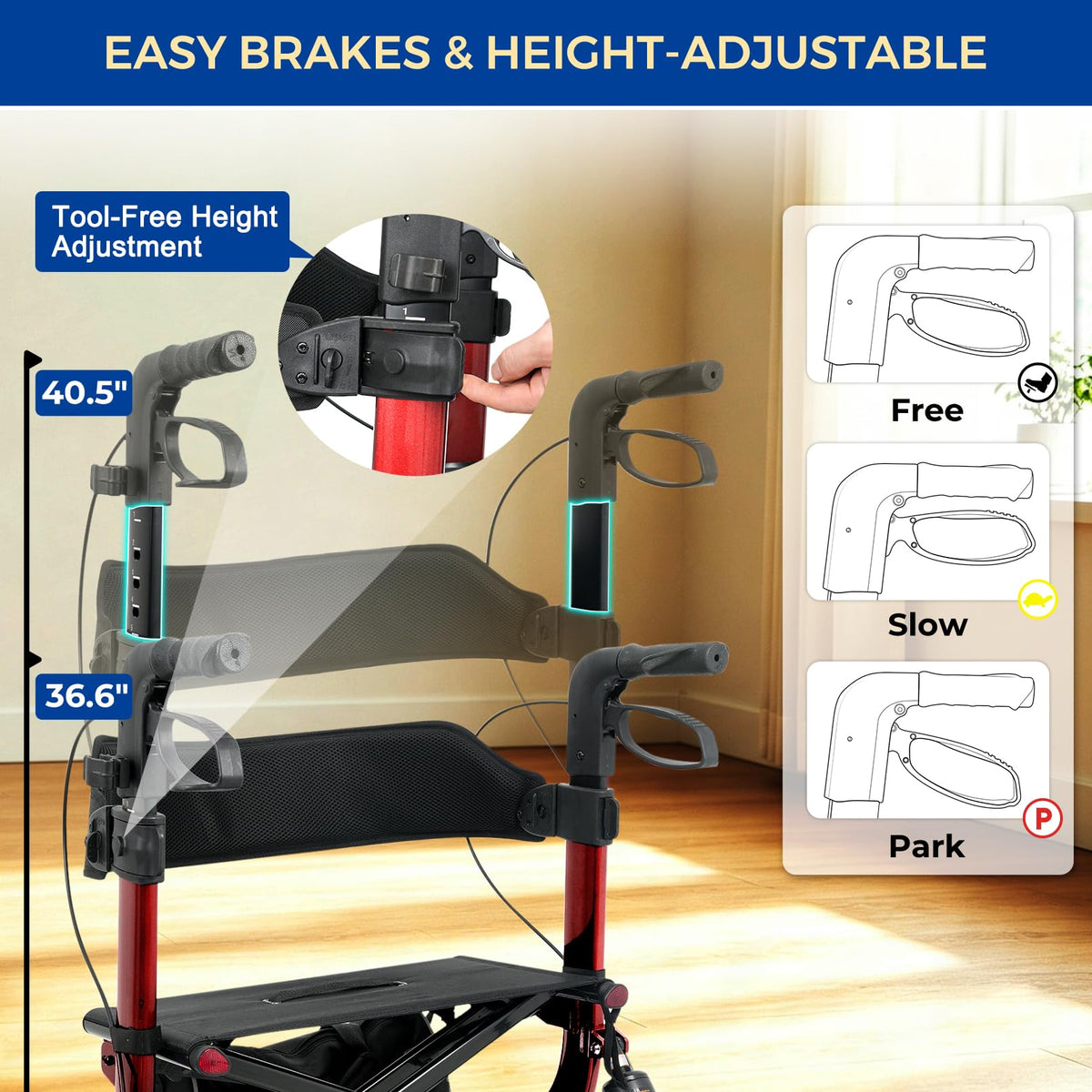 Outdoor Rollator Walkers with 12" Front Wheels Z674