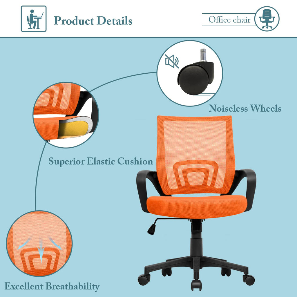 Orange Mesh Ergonomic Office Chair E648016